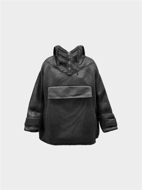 Christian Dior SS 2021 Black Mesh Anorak Oversized Jacket.